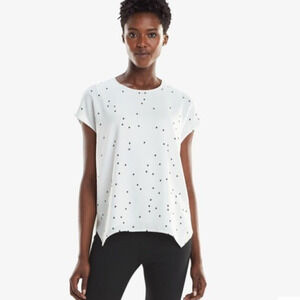 MM Lafleur The Didion Top Blouse Jacks Print White Black Round Neck Lined M